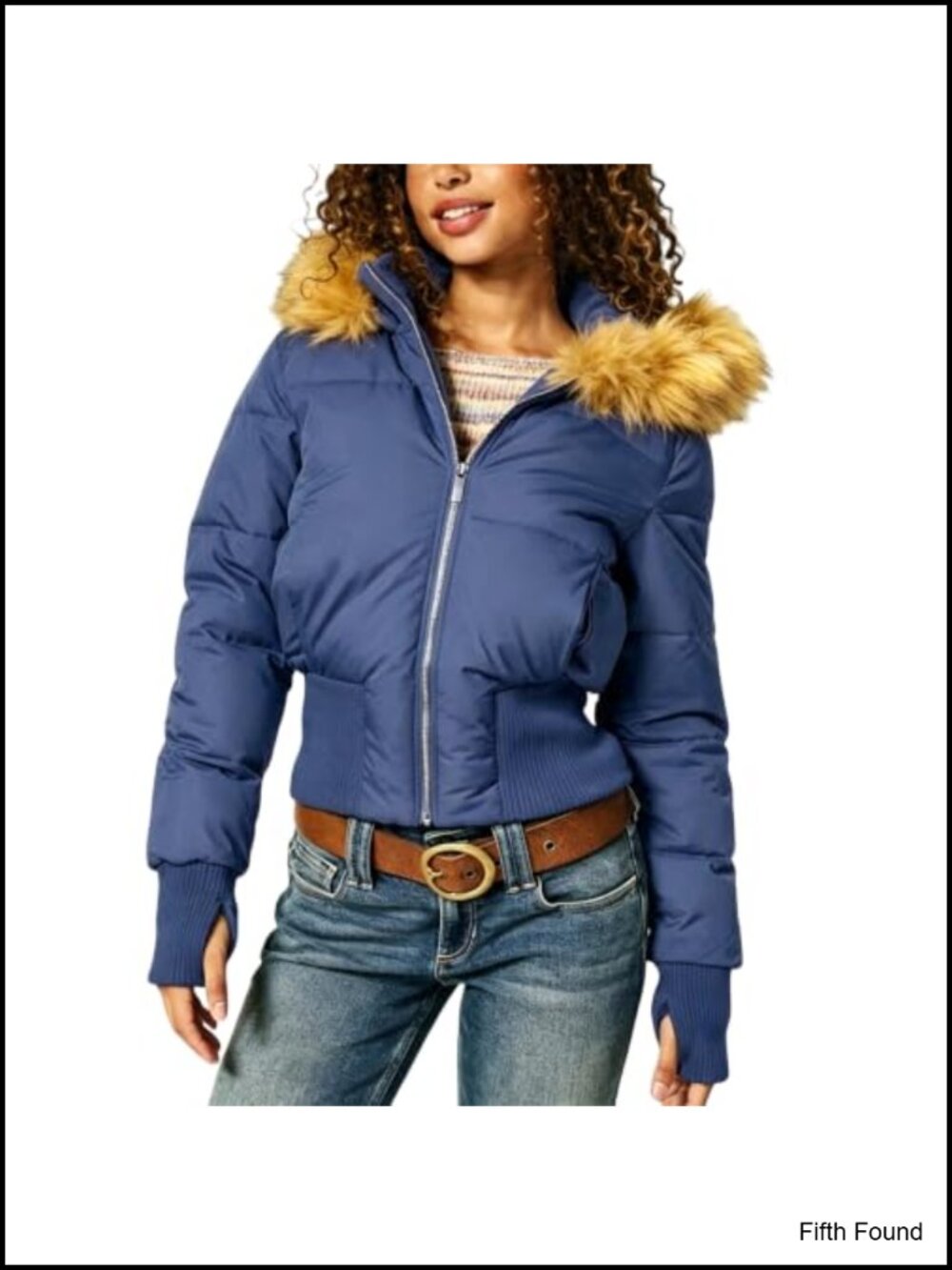 Women's Faux Fur Hooded Puffer Jacket Quilted Zip Winter Coat